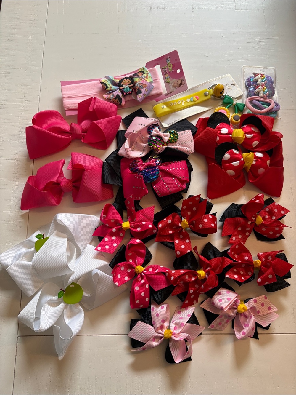 Assorted Kids Hair Bows and Accessories - Pink, Red, White